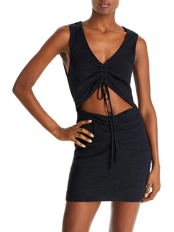 Get Ready to Save!Womens Cutout V-Neck Mini Dress