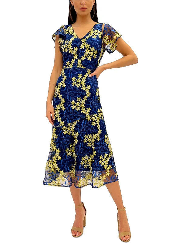 New Discounts Just Dropped!Womens Embroidered Calf Midi Dress