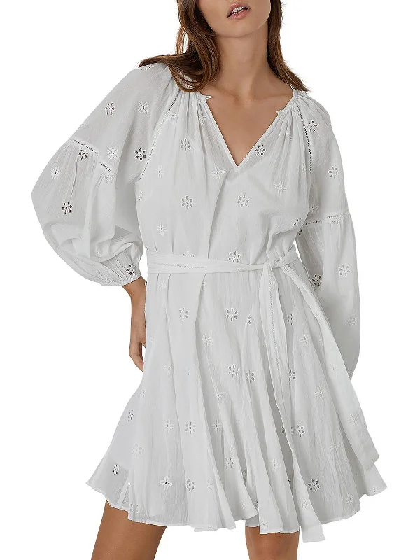 Special Discounts Inside!Womens Eyelet Short Mini Dress