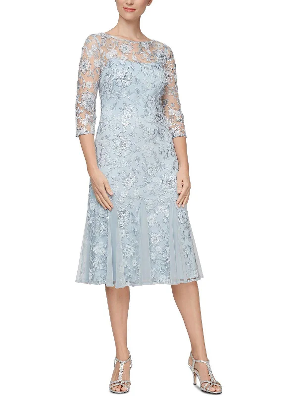 Unmissable Offers Await!Womens Mesh Embroidered Midi Dress