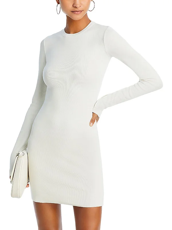 Special Discounts Inside!Womens Ribbed Crewneck Mini Dress