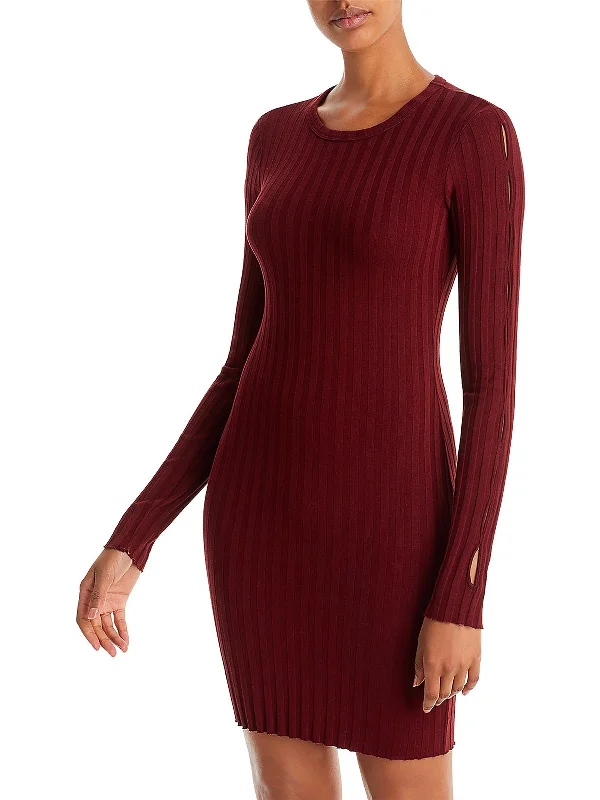 Act Fast – Limited Time Savings!Womens Ribbed Crewneck Mini Dress