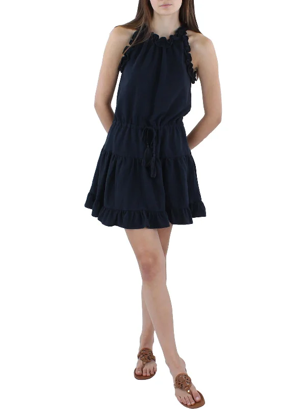 Huge Savings – Act Now!Womens Tie Waist Short Mini Dress