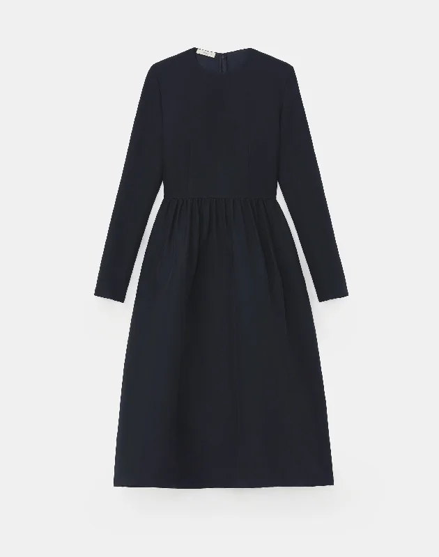 Shop the Hottest Deals!Wool-Silk Crepe Fit & Flare Midi Dress