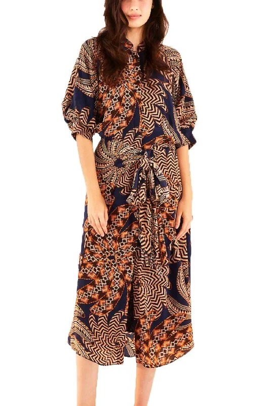 Today Only – Don’t Miss It!Yawanawa Vanahu Midi Dress In Blue Multi