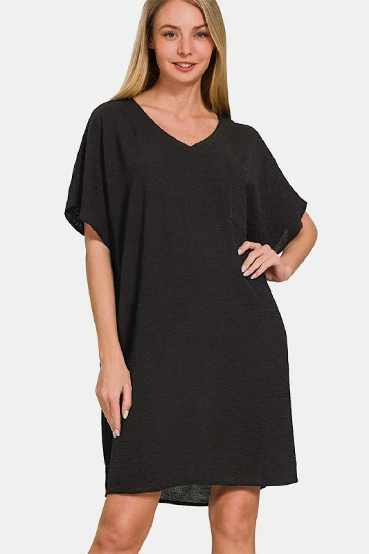 Don’t Wait – Shop Today!Zenana V-Neck Tee Dress with Pockets