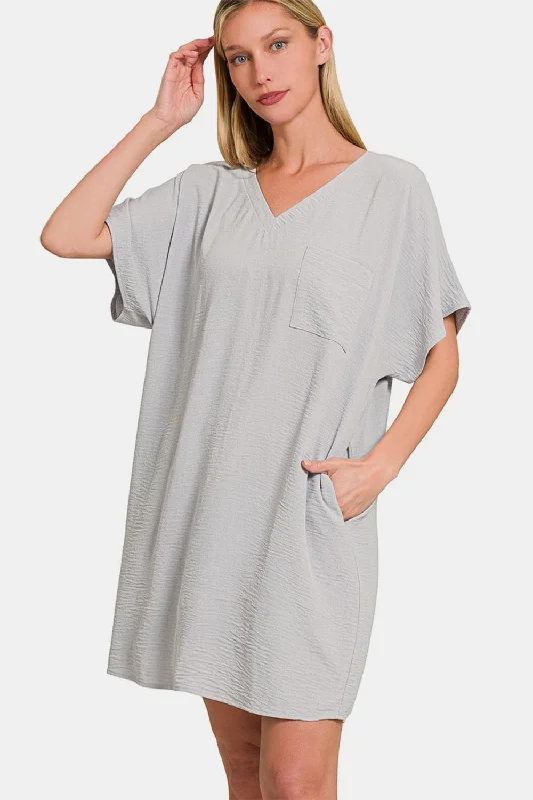Exclusive Deals Just for You!Zenana V-Neck Tee Dress with Pockets