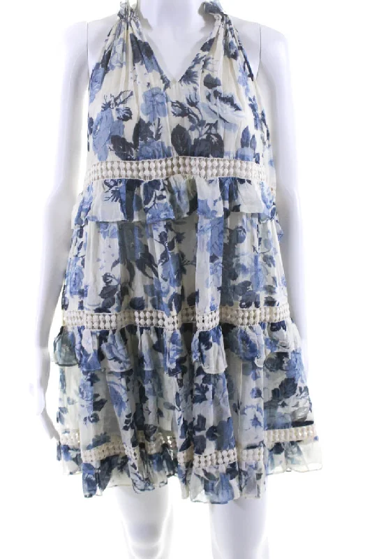 The Best Offers Are Here!Zimmermann Womens Silk Floral Print Halter Neck Tiered Mini Dress Ivory The Best Offers Are Here!Zimmermann Womens Silk Floral Print Halter Neck Tiered Mini Dress Ivory