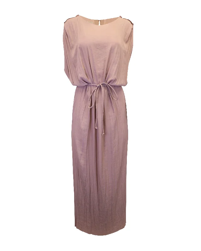 Score Huge Discounts Today!Acne Studios Tie Waist Maxi Dress in Pink Polyester