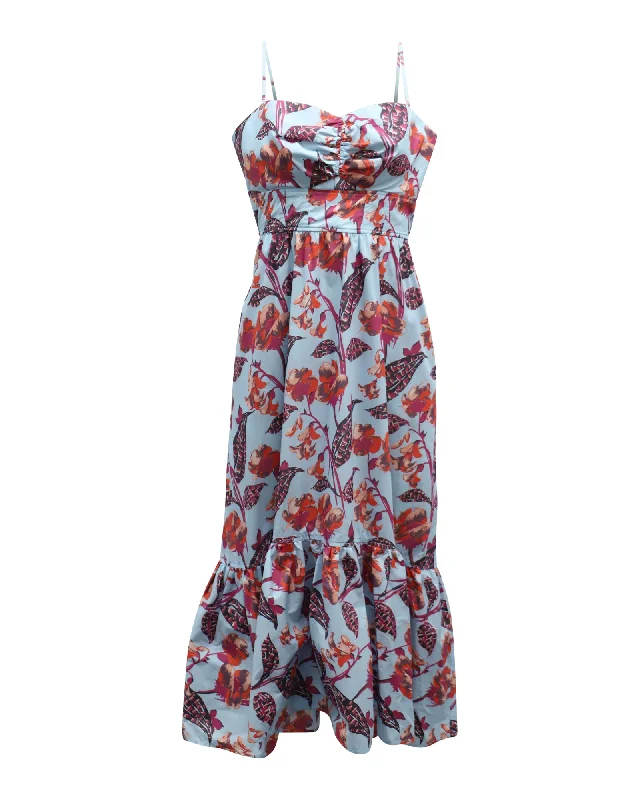 Save More with Every Purchase!ALC Emilia Floral Maxi Dress in Blue Cotton