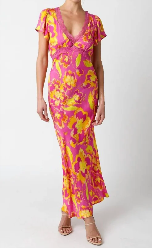 Limited Time Offer!Beach Sunrise Maxi Dress In Pink