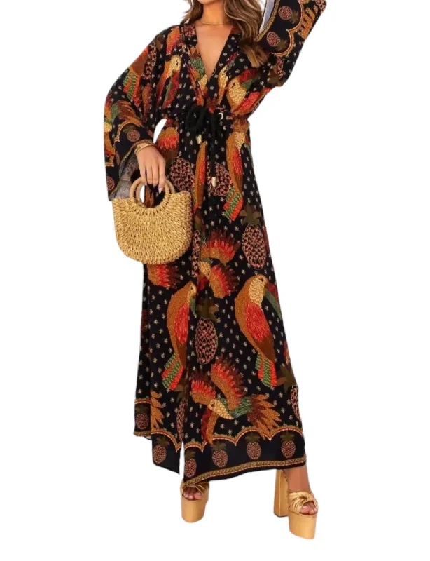 Score Big Savings Today!Birds Of Paradise Maxi Dress In Black Multi