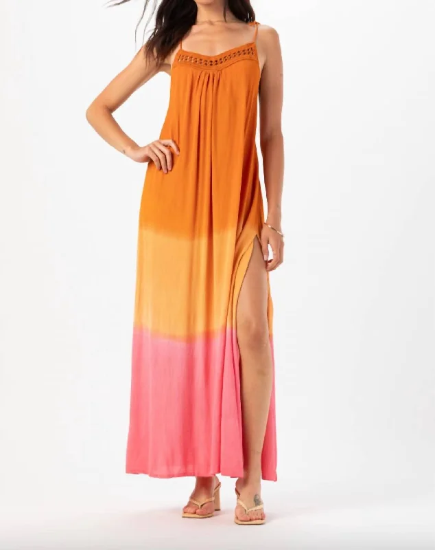 Get Ready to Save!Canggu Maxi Dress In Rust/pink/ombre