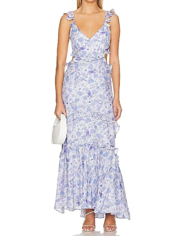 Sale Alert – Get Ready to Shop!Cassis Floral Ruffle Maxi Dress In Blue Floral