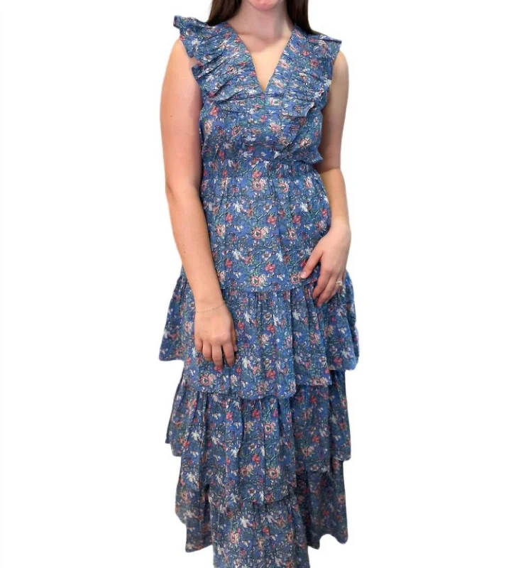 Score Huge Discounts Today!Charlotte Maxi Dress In Indigo Floral