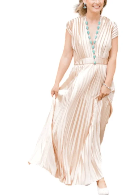 Sale Alert – Get Ready to Shop!Chasity Pleated Maxi Dress In Champagne