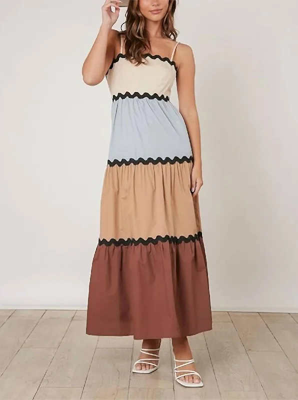 Every Deal is a Steal!Color Block Maxi Dress In Brown