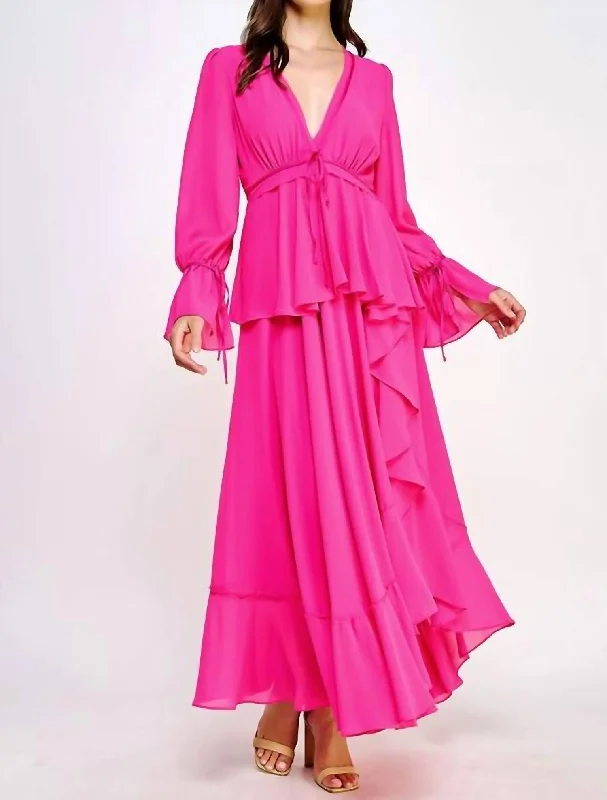 Incredible Savings Inside!Crepe Georgette Maxi Dress In Pink