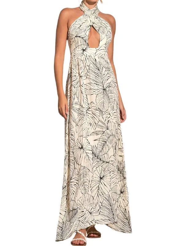 Massive Price Cuts!Criss Cross Maxi Dress In Natural/black