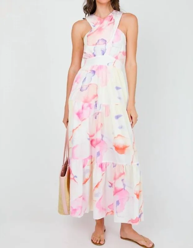 Get the Best for Less!Criss-Cross Maxi Dress In Pink Combo