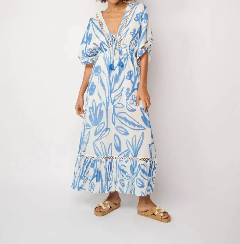 The Best Deals Won’t Wait!Dessin Maxi Dress In Blue