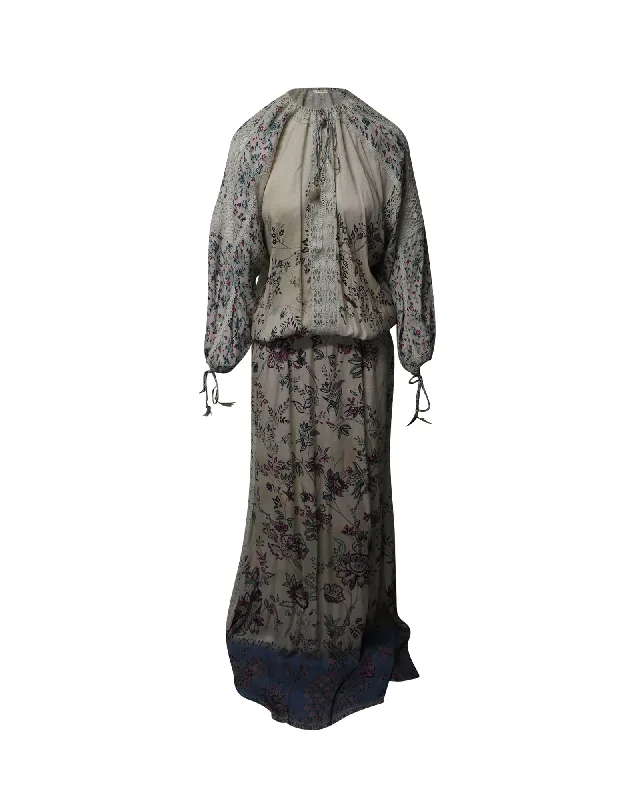 Buy One, Get One Free!Etro Lace Trimmed Maxi Dress in Floral Print Viscose
