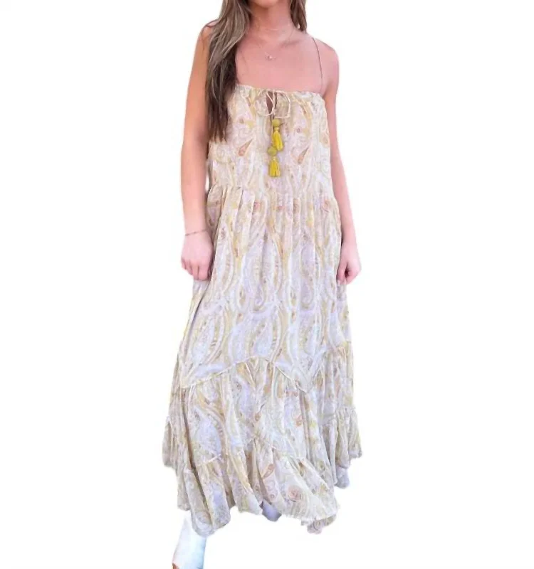 Your Wallet Will Thank You!Floral Tiered Maxi Dress In Yellow