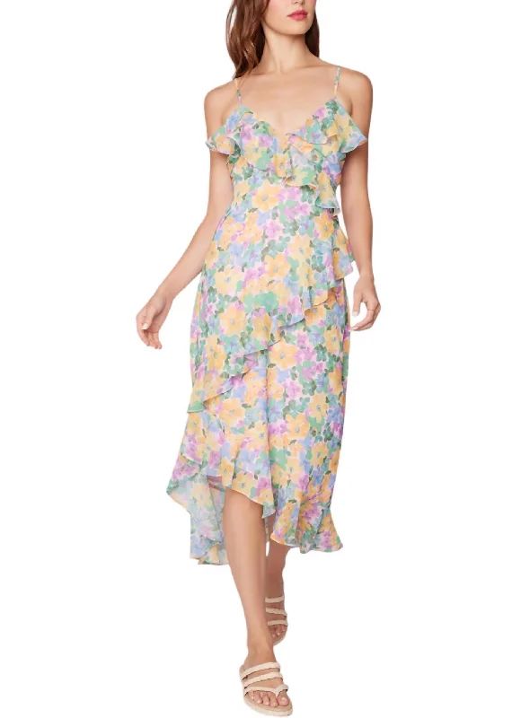 Save Money, Shop Happy!Florescence Maxi Dress In Yellow Purple Floral
