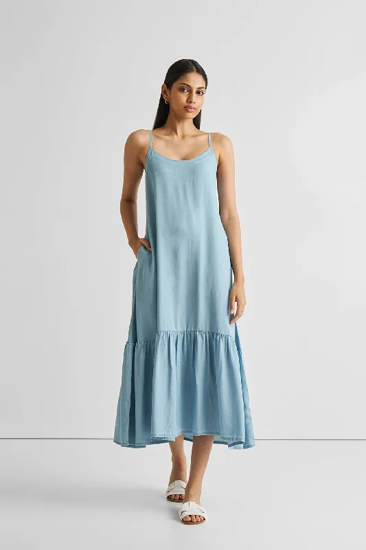 Your Best Deals Are Here!Flowy Maxi Dress in Blue Denim