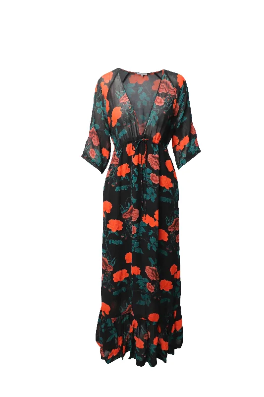 Don’t Wait – Shop Today!Ganni Newman Georgette Floral Maxi Dress in Multicolor Viscose