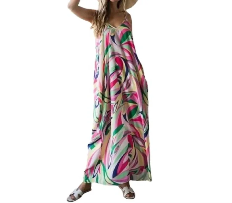 Must-Have Deals Inside!Genevieve Colorful Swirl Maxi Dress In Multicolor