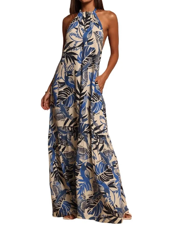 Every Deal is a Steal!Hannah Halter Maxi Dress In Parrot Blues