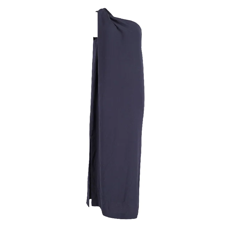Your Shopping Spree Starts Here!Iris & Ink One Shoulder Maxi dress in Navy Blue Polyester