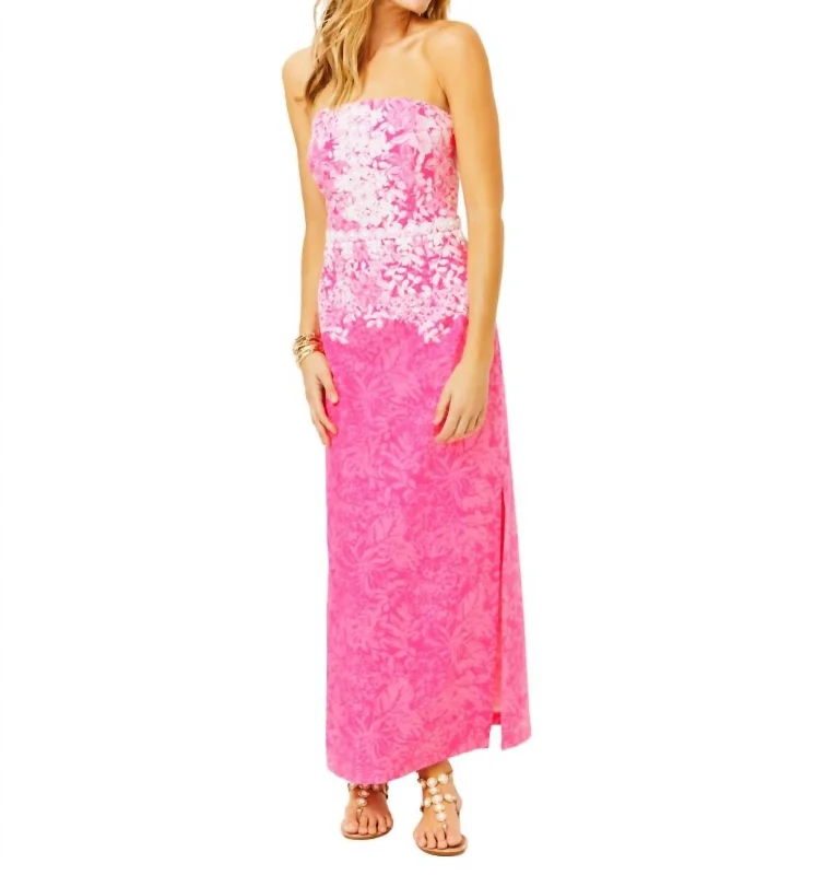 Huge Savings – Act Now!Kristella Beaded Strapless Maxi Dress In Pink Shadow Dancer
