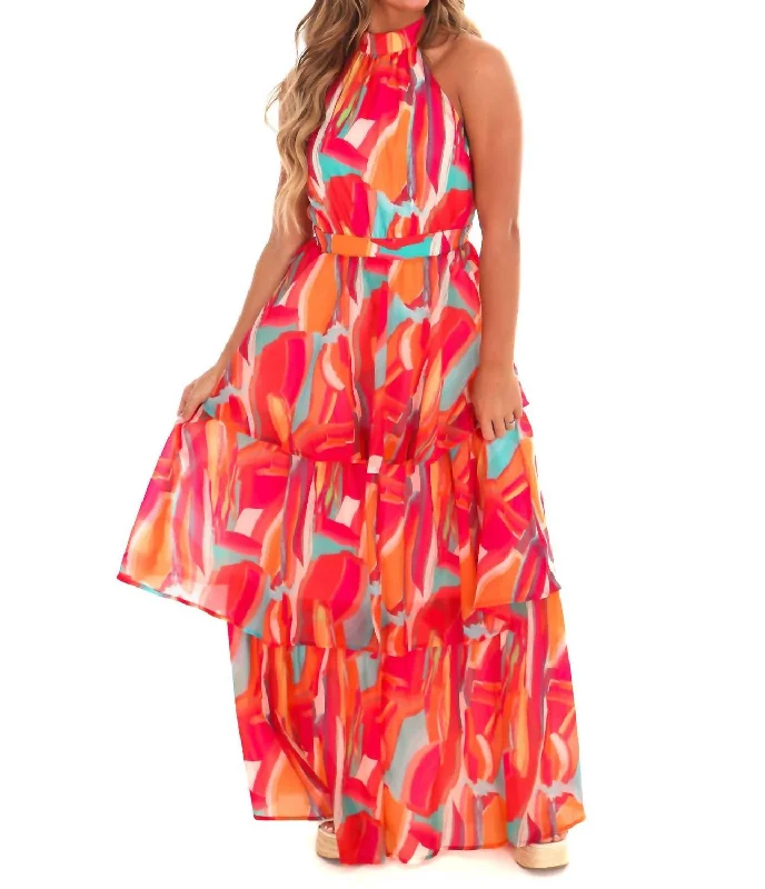 The Sale You’ve Been Waiting For!The Sale You’ve Been Waiting For!Love And Laughter Halter Maxi Dress In Fuchsia Orange