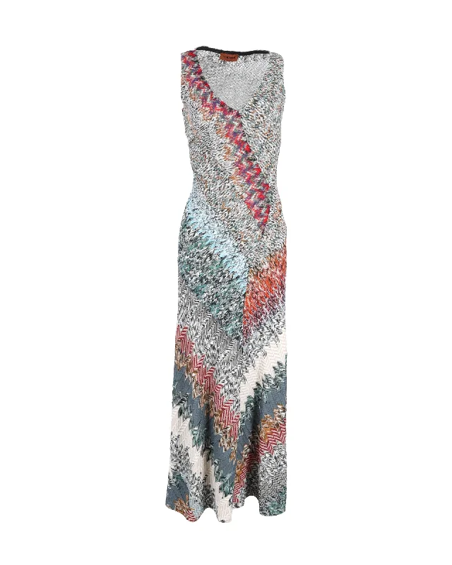 Your Wallet Will Thank You!Missoni Striped Crochet-Knit Maxi Dress In Multicolor Wool