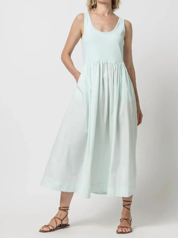 Price Drops You’ll Love!Mixed Media Maxi Dress In Sky