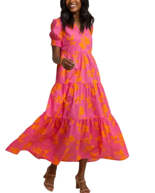 Bigger Savings, Better Shopping!Nadine Tiered Cotton Lawn Maxi Dress In Camelia Rose Pink