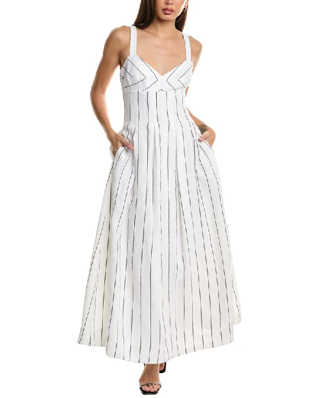 Your Exclusive Offer Awaits!Nicholas Selene Seamed Linen-Blend Maxi Dress