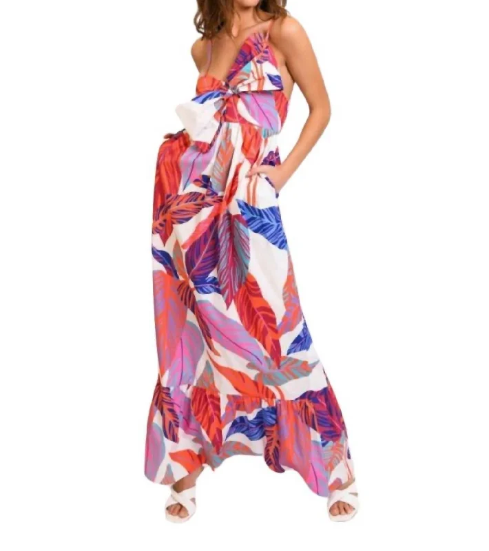 Don't Miss Out!Olani Wild Tropical Maxi Dress In Sunset Maxi Poplin