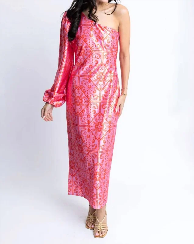 Get Ready to Save!Get Ready to Save!One Shoulder Maxi Dress In Pink