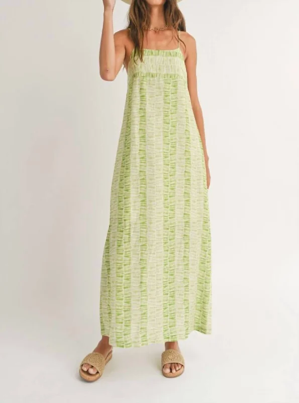 Grab Yours Before It’s Too Late!Out And About Low Back Maxi Dress In Lime Natural