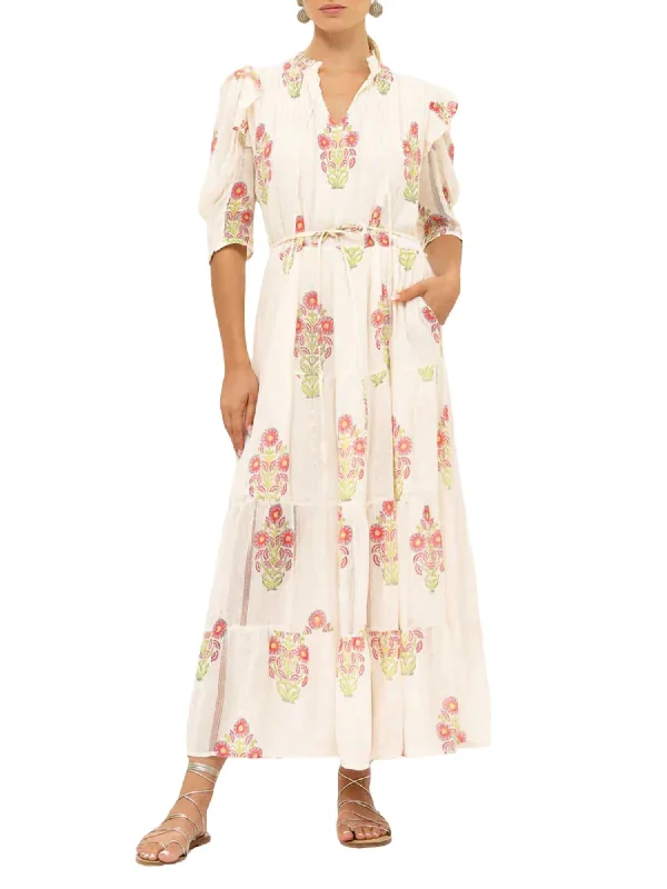 The Best Offers Are Here!Pintuck Ruffle Maxi Dress In Pink