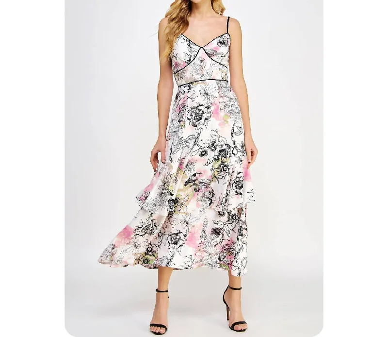 The Sale You’ve Been Waiting For!Piping Detail Maxi Dress In Multi