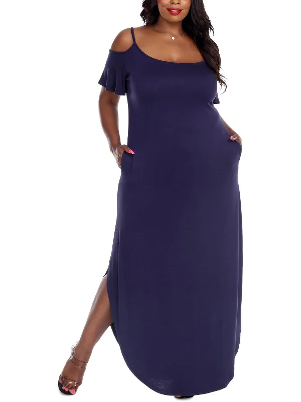 Enjoy Huge Discounts Now!Plus Lexi Womens Jersey Cold Shoulder Maxi Dress