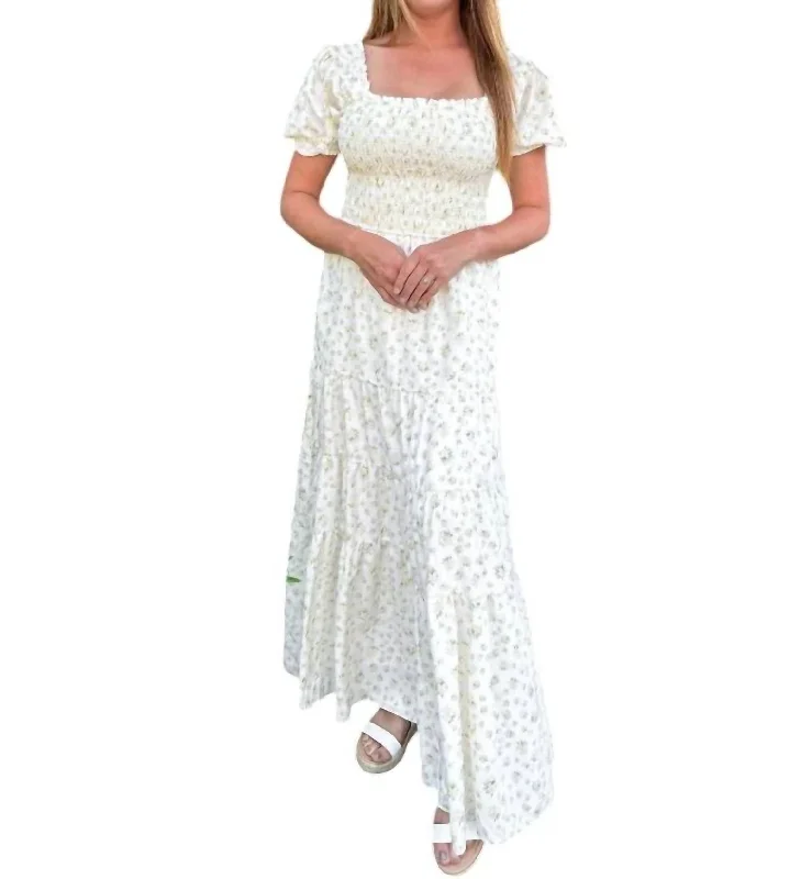 Flash Deals – Act Quickly!Puff Sleeve Maxi Dress In Yellow Floral
