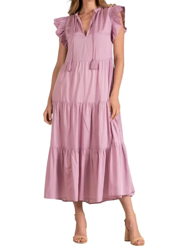 Buy More, Pay Less!Ruffle Sleeves Maxi Dress In Lilac