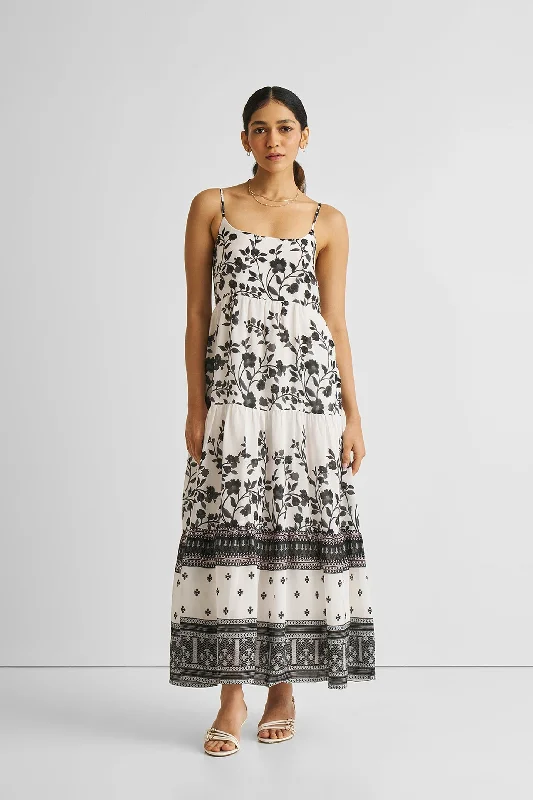 Shop More, Spend Less!Strappy Tiered Maxi Dress in Florals