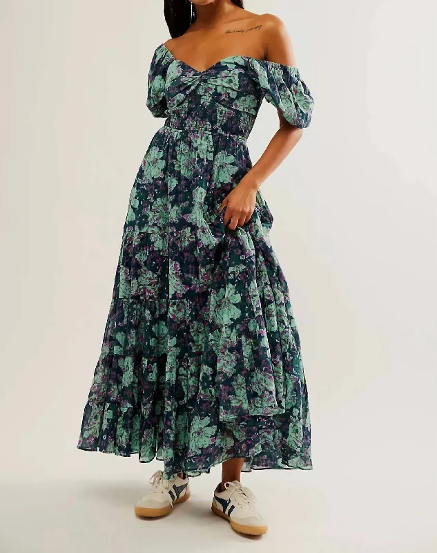 Find Your Perfect Deal Today!Sundrenched Short Sleeve Maxi Dress In Dark Green