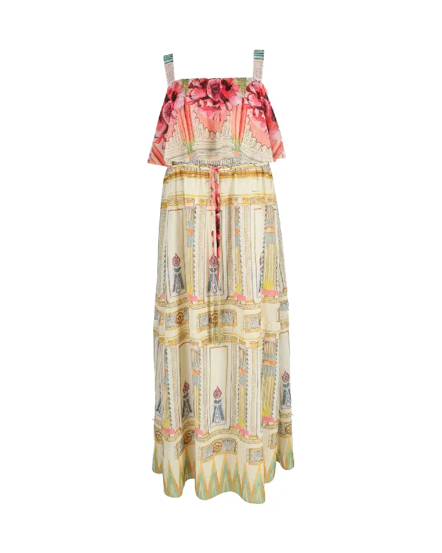 Crazy Discounts Inside!Temperely London Belted Printed Maxi Dress in Yellow Polyester